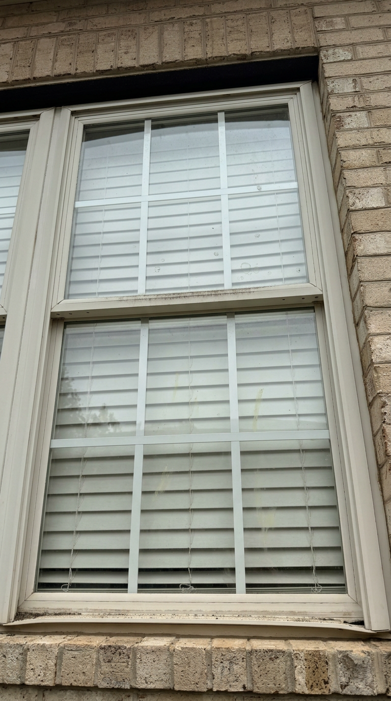 Dirty window before cleaning